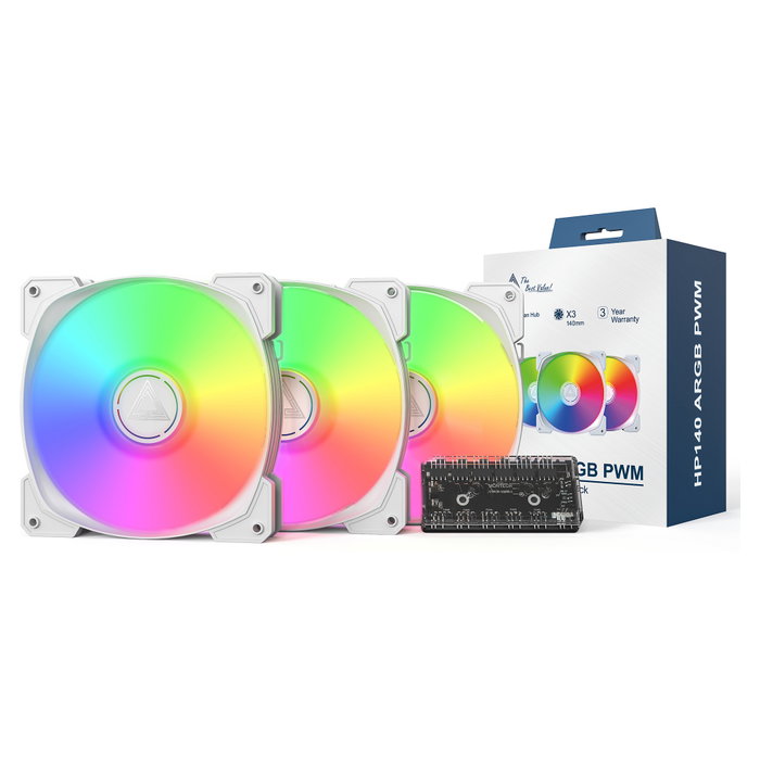 Montech HP140 ARGB PWM 140 mm, Pack de 3, Blanco