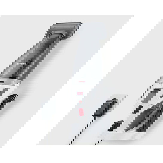 Severin HV 7146 S'Power Wet&Dry Aspirador Inalámbrico con Cepillo Turbo, Batería de Litio 18.5V, 5500 Pa, 30 Min, Gris/Rojo/Blanco