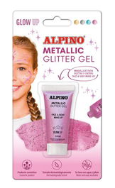 Alpino DL000604 Blíster Maquillaje Glitter Rosa Metálico con Purpurina Líquida para Fiestas y Niños