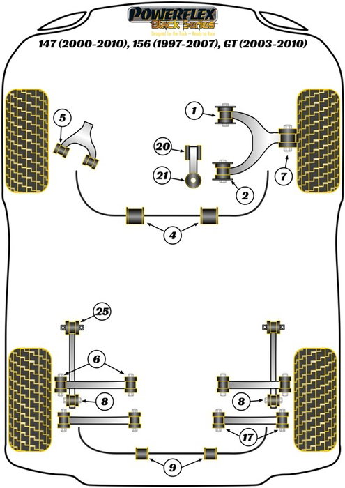 Powerflex PFF1-813 Motor Stabiliser Montaje Silentblock Poliuretano Alto Rendimiento