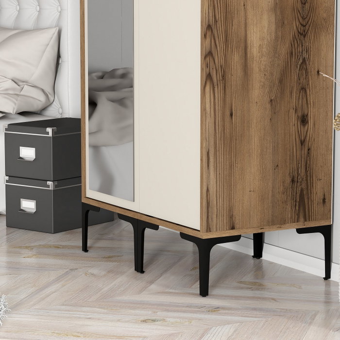 Hanah Home Armario Kumsal RS - Nogal, Crema - 80x47.5x201.4 cm