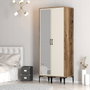 Hanah Home Armario Kumsal RS - Nogal, Crema - 80x47.5x201.4 cm