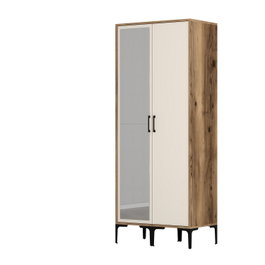 Hanah Home Armario Kumsal RS - Nogal, Crema - 80x47.5x201.4 cm