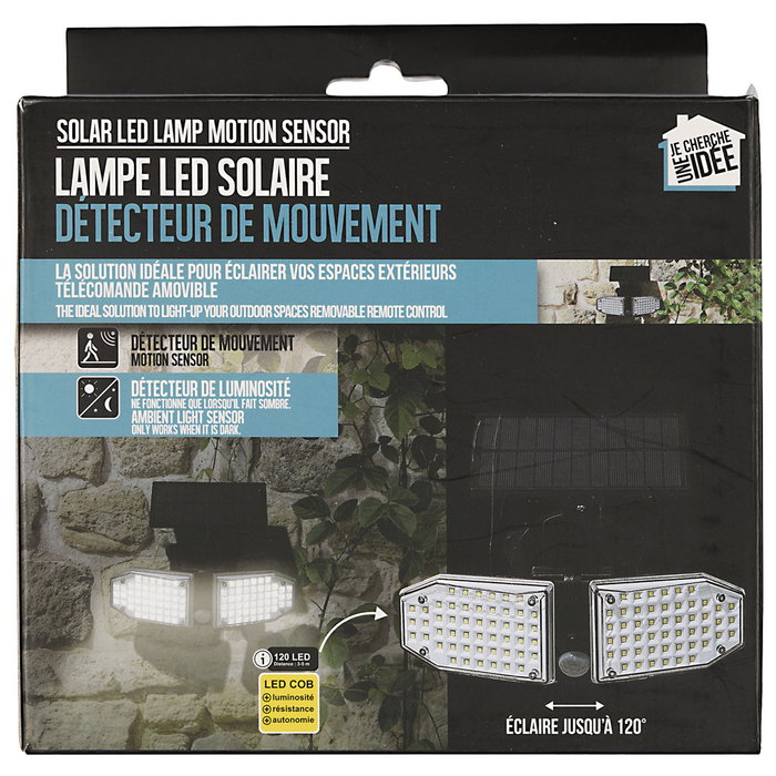 Je cherche une Idee Lámpara Solar 120 LED con Sensor de Movimiento y Luz Nocturna Exterior IP65