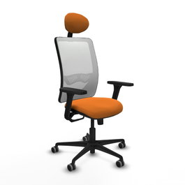 PIQUERAS Y CRESPO Silla de oficina Zulema con mecanismo Sincro, Naranja y Blanco