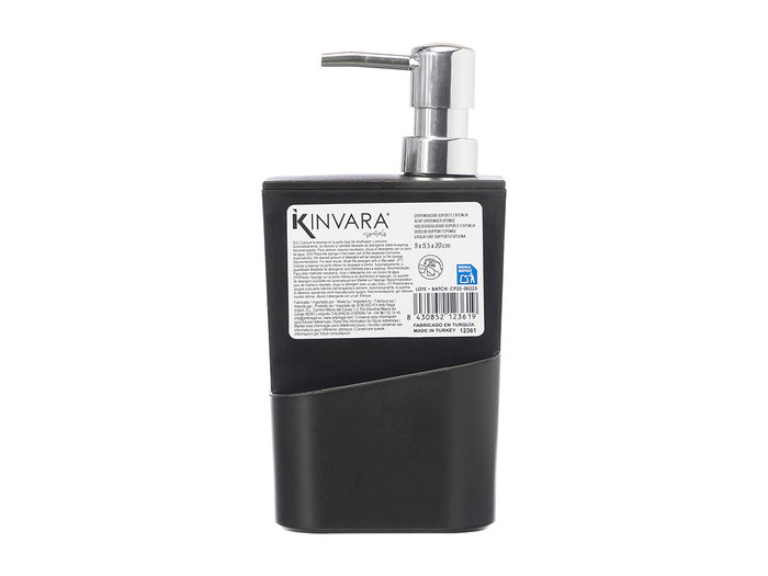 Kinvara Dispensador Soporte Esponja Negro 650 ml 9x20x9.5 cm (Set de 12)