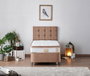 Hanah Home Conjunto Colchón, Base y Cabecero Individual 90 x 190 cm - Marrón Claro