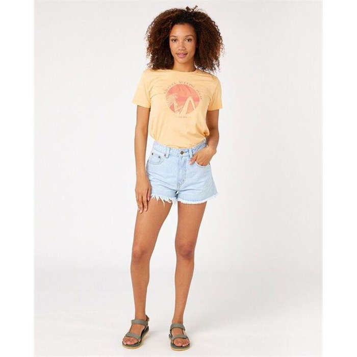 Camiseta de Manga Corta Mujer Rip Curl Re-Entry Crew Neck Beige