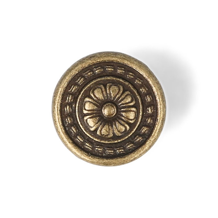 Rei Pomo para Mueble Modelo 1093 de Zamak con Acabado Cuero/Oro Viejo, Ø30 x 18 mm, Incluye Tornillos M4 Rei Pomo para Mueble Modelo 1093 de Zamak con Acabado Cuero/Oro Viejo, Ø30 x 18 mm, Incluye Tornillos M4