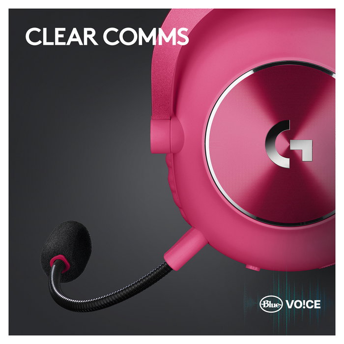 Logitech Pro X 2 Lightspeed Auriculares Gaming Inalámbricos, Sonido Surround 7.1, Micrófono Blue VO!CE, Color Magenta, Ref. 981-001275
