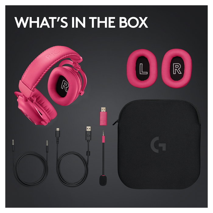 Logitech Pro X 2 Lightspeed Auriculares Gaming Inalámbricos, Sonido Surround 7.1, Micrófono Blue VO!CE, Color Magenta, Ref. 981-001275