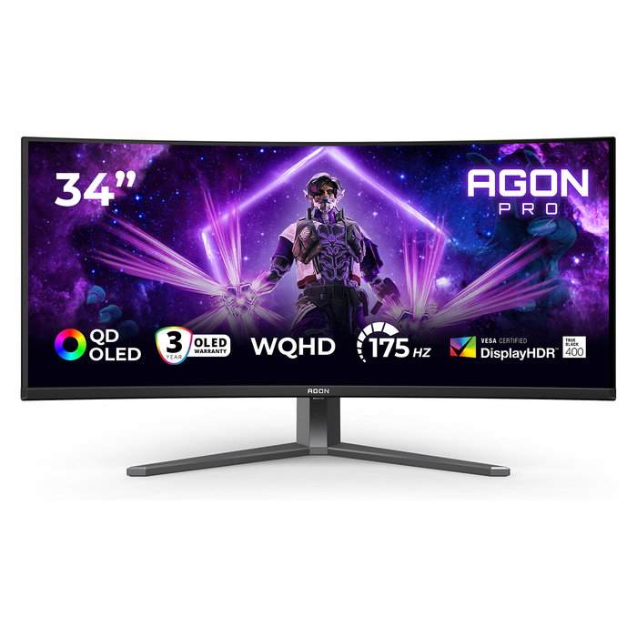 AOC AGON PRO AG346UCD OLED 86,36cm/34" 3440x1440 175Hz HDR400 TrueBlack 0,03ms 2xHDMI DP Speaker DarkGrey