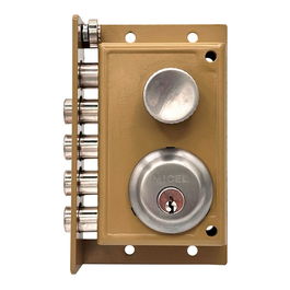 Micel Cerradura sobreponer CRS01 para puerta de madera, mano derecha (no reversible), acero pintado oro