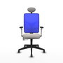PIQUERAS Y CRESPO Silla de oficina Motilla con mecanismo Sincro/Traslack, Blanco y Azul