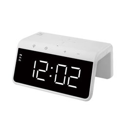 SAMI Despertador Digital LED con Reloj Despertador y Cargador Inalámbrico Qi de 10W, Color Blanco, Modelo SAMI LED