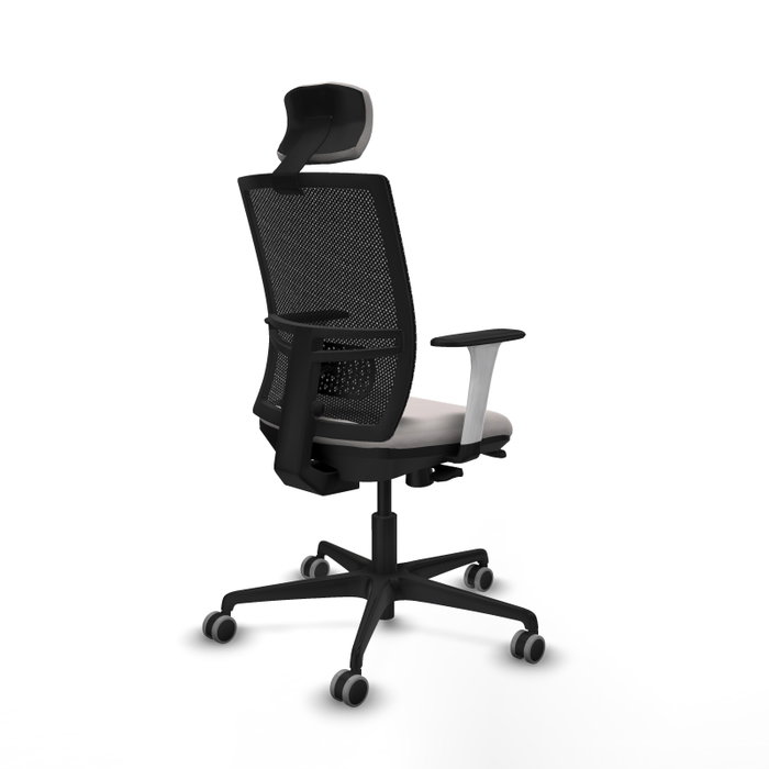 PIQUERAS Y CRESPO Silla de oficina Yunquera con mecanismo Sincro/Traslack, Similpiel Blanco y Malla Negro PIQUERAS Y CRESPO Silla de oficina Yunquera con mecanismo Sincro/Traslack, Similpiel Blanco y Malla Negro