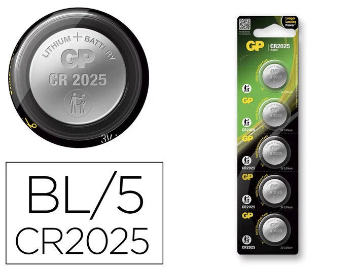 Maxell Pila Alcalina Litio Botón CR2025 Blister 5 Unidades Maxell Pila Alcalina Litio Botón CR2025 Blister 5 Unidades