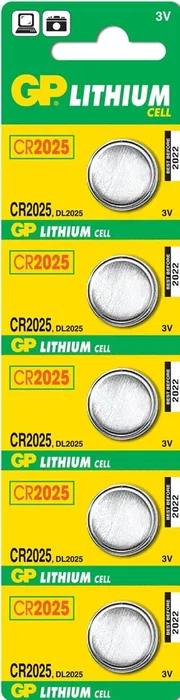 GP Batteries Pila Litio CR2025 3V Botón/Moneda - Pack de 5 Unidades en Blister