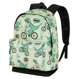 Oh My Pop Mochila HS FAN 2.0 Dinorrr Urbana Ligera con Compartimento y Bolsillo Electrónico Verde