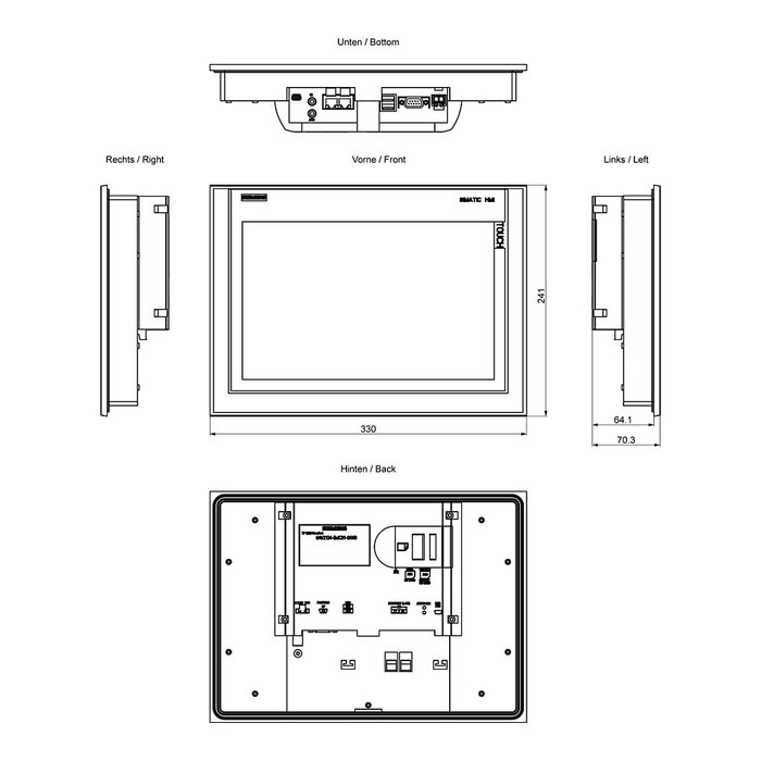 Siemens SIMATIC TP1200 Comfort Panel 6AV2124-0MC01-0AX0 de 12,1 pulg.