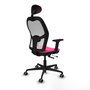 PIQUERAS Y CRESPO Silla de oficina Jorquera Rosa y Blanco con mecanismo Sincro/Traslack
