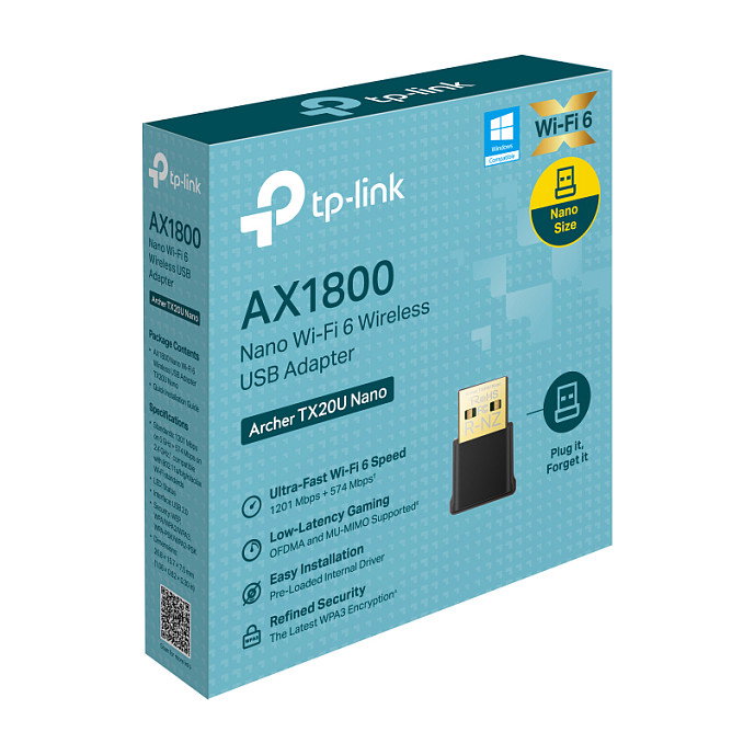 TP-Link Archer TX20U Nano Adaptador USB Wi-Fi 6 AX1800 Doble Banda Negro