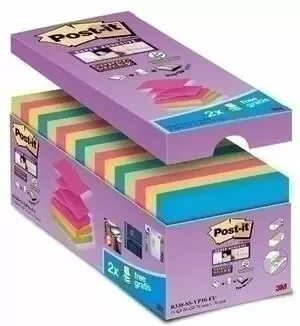 Post-it Z-Notes Super Sticky Colores Surtidos 76x76mm Pack de 20