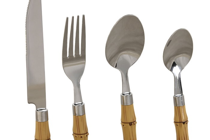 DKD Home Decor Cubertería Bambu mision Inox y Abs Plateado Set de 24 piezas DKD Home Decor Cubertería Bambu mision Inox y Abs Plateado Set de 24 piezas