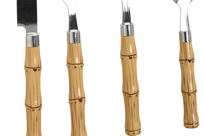 DKD Home Decor Cubertería Bambu mision Inox y Abs Plateado Set de 24 piezas DKD Home Decor Cubertería Bambu mision Inox y Abs Plateado Set de 24 piezas