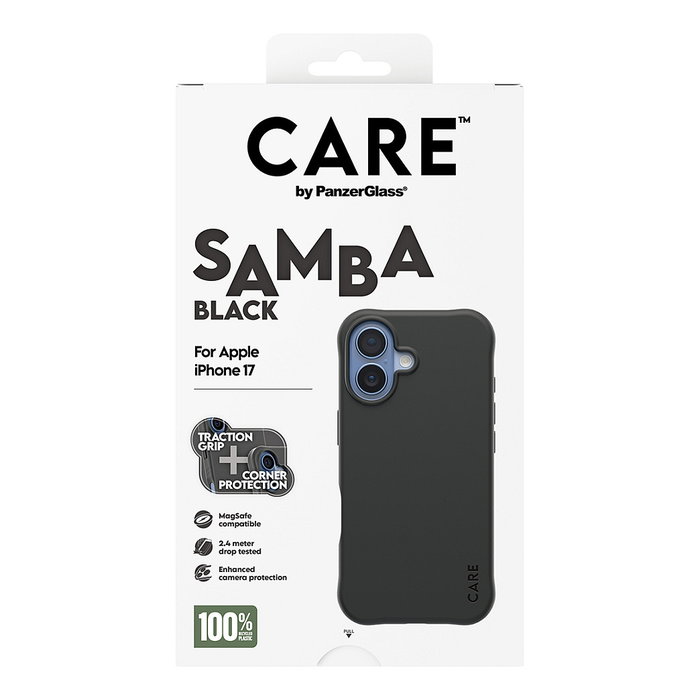 PanzerGlass CARE Samba Black MagSafe Case Funda para iPhone 17, Negro, Resistente a Golpes y Rayones, 2.4m Caída - Original PanzerGlass CARE Samba Black MagSafe Case Funda para iPhone 17, Negro, Resistente a Golpes y Rayones, 2.4m Caída - Original