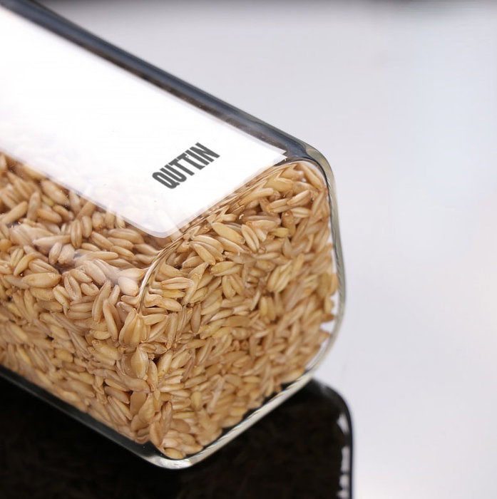 Quttin Tarro Cuadrado de Borosilicato con Tapa de Bambú 10 x 21 cm, 1600 ml (12 Unidades)