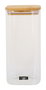 Quttin Tarro Cuadrado de Borosilicato con Tapa de Bambú 10 x 21 cm, 1600 ml (12 Unidades)