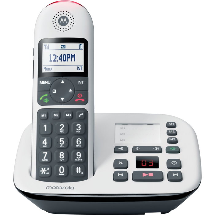 Motorola CD5012 Teléfono inalámbrico digital con contestadora Blanco / Negro Motorola CD5012 Teléfono inalámbrico digital con contestadora Blanco / Negro