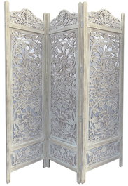 DKD Home Decor Biombo Indio Blanco 2 x 180 x 150 cm Mango MDF