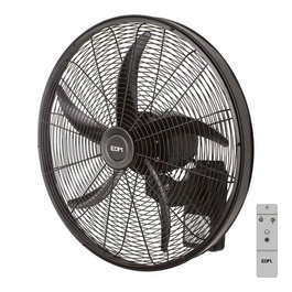 Edm Ventilador de Pared con Mando a Distancia, Negro, Ø45 cm, 100 W, 3 Velocidades, Oscilante, Inclinable, 4800 m³/h, 65 dB, Temporizador 7h