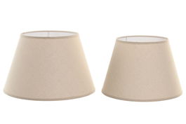 DKD Home Decor Pantalla Beige Lino Metal 40 x 40 x 25 cm Set de 2