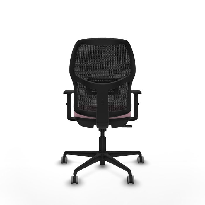 Silla de oficina Alfera con mecanismo Sincro tapizada con Tela color Rosa y malla color Negro. Equipada con lumbar 1D, Brazos 1D y Ruedas 65 mm parqué Silla de oficina Alfera con mecanismo Sincro tapizada con Tela color Rosa y malla color Negro. Equipada con lumbar 1D, Brazos 1D y Ruedas 65 mm parqué