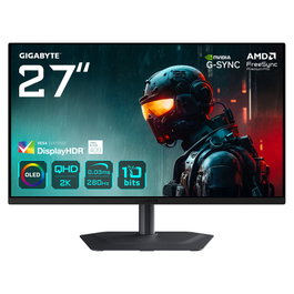 GIGABYTE MO27Q2A Monitor Gaming QD-OLED de 27" (67,8 cm) 2K QHD 2560 x 1440, 280Hz, 0.03ms, AMD FreeSync Premium Pro, NVIDIA G-SYNC Compatible, DisplayHDR True Black 400, Negro