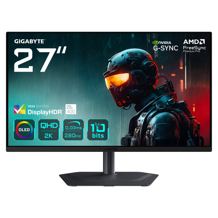 GIGABYTE MO27Q2A Monitor Gaming QD-OLED de 27" (67,8 cm) 2K QHD 2560 x 1440, 280Hz, 0.03ms, AMD FreeSync Premium Pro, NVIDIA G-SYNC Compatible, DisplayHDR True Black 400, Negro GIGABYTE MO27Q2A Monitor Gaming QD-OLED de 27" (67,8 cm) 2K QHD 2560 x 1440, 280Hz, 0.03ms, AMD FreeSync Premium Pro, NVIDIA G-SYNC Compatible, DisplayHDR True Black 400, Negro