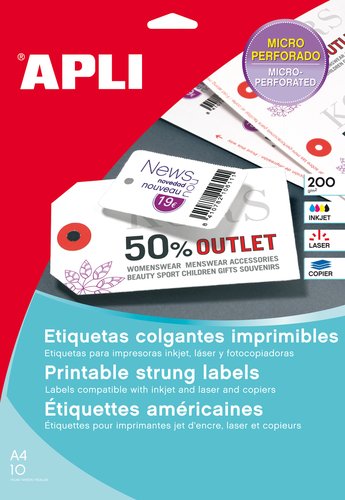 Apli Etiquetas Colgantes con Arandela 98x57mm Blanco