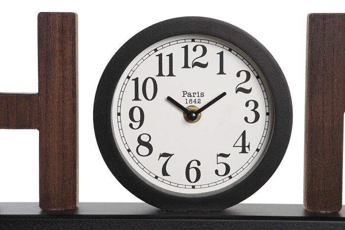 DKD Home Decor Reloj de Pared MDF Home Natural y Negro