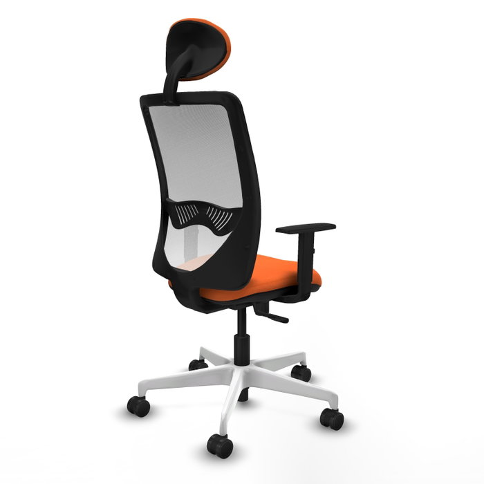 PIQUERAS Y CRESPO Silla de oficina Zulema con mecanismo Sincro, Tela Naranja y Malla Blanca PIQUERAS Y CRESPO Silla de oficina Zulema con mecanismo Sincro, Tela Naranja y Malla Blanca
