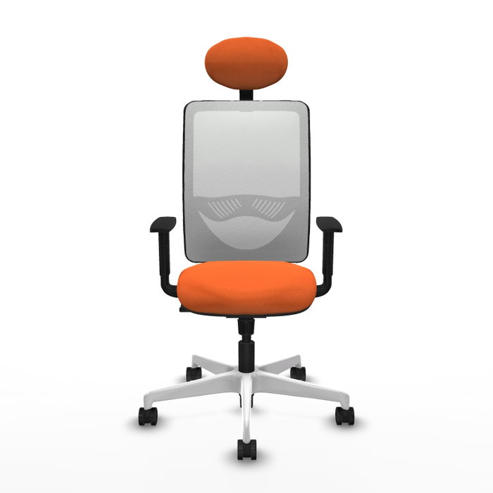PIQUERAS Y CRESPO Silla de oficina Zulema con mecanismo Sincro, Tela Naranja y Malla Blanca PIQUERAS Y CRESPO Silla de oficina Zulema con mecanismo Sincro, Tela Naranja y Malla Blanca