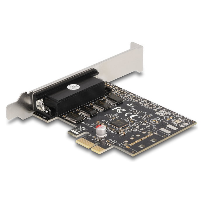 DeLOCK Tarjeta PCI Express a 4 x Serie RS-232, VGA, Negro