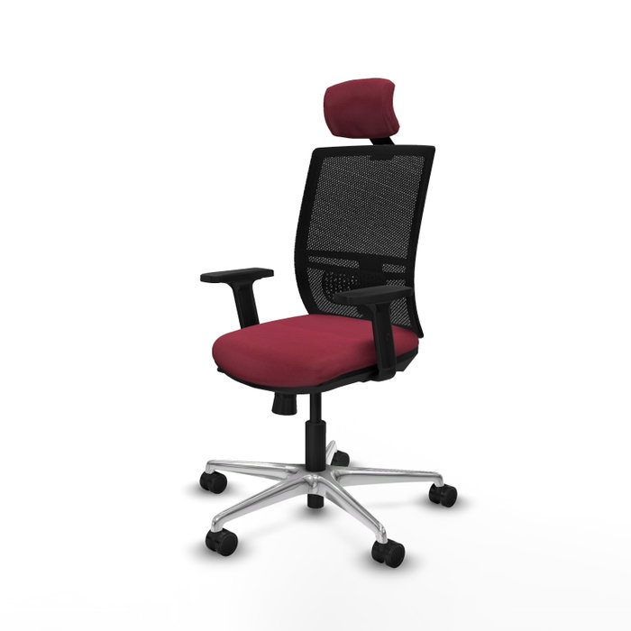 PIQUERAS Y CRESPO Silla de oficina Yunquera con mecanismo Sincro/Traslack, Granate y Negro