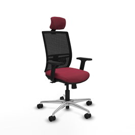 PIQUERAS Y CRESPO Silla de oficina Yunquera con mecanismo Sincro/Traslack, Granate y Negro