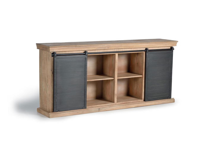 Giner y Colomer Aparador Industrial con 6 Cajones y 2 Puertas Correderas, Madera de Mango y Metal, 190x85x40 cm