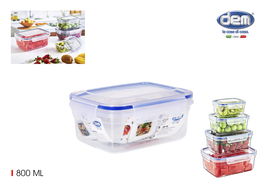 Dem Fiambrera Hermética Rectangular 800 Ml 17x13x8 Cm (12 Unidades)