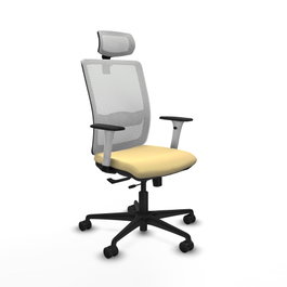 PIQUERAS Y CRESPO Silla de oficina Haches con mecanismo Sincro/Traslack, Crema y Blanco