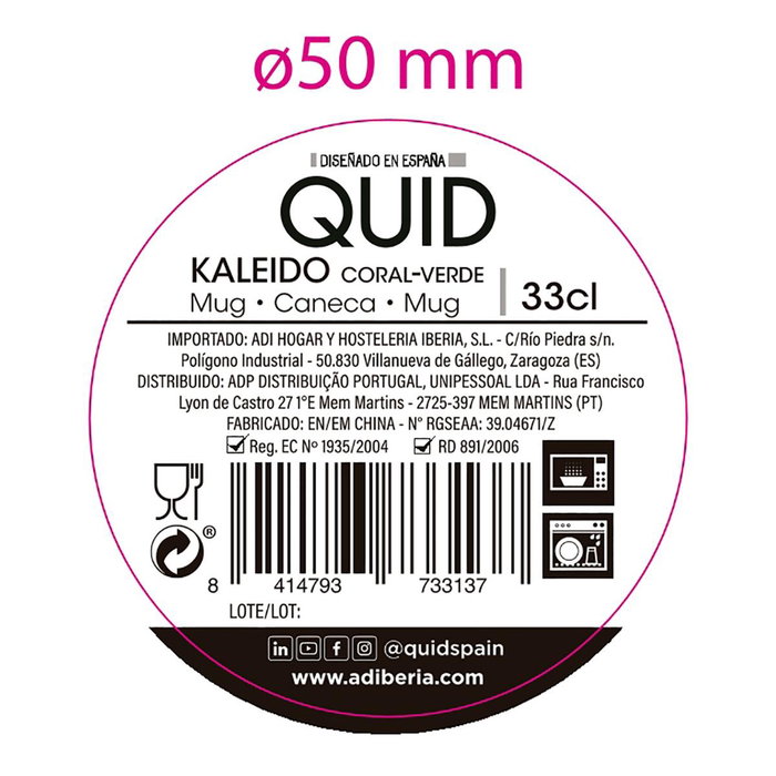 Quid Mug Cerámico Kaleido Verde 33 cL (12 Unidades) inevitable Quid Mug Cerámico Kaleido Verde 33 cL (12 Unidades) inevitable
